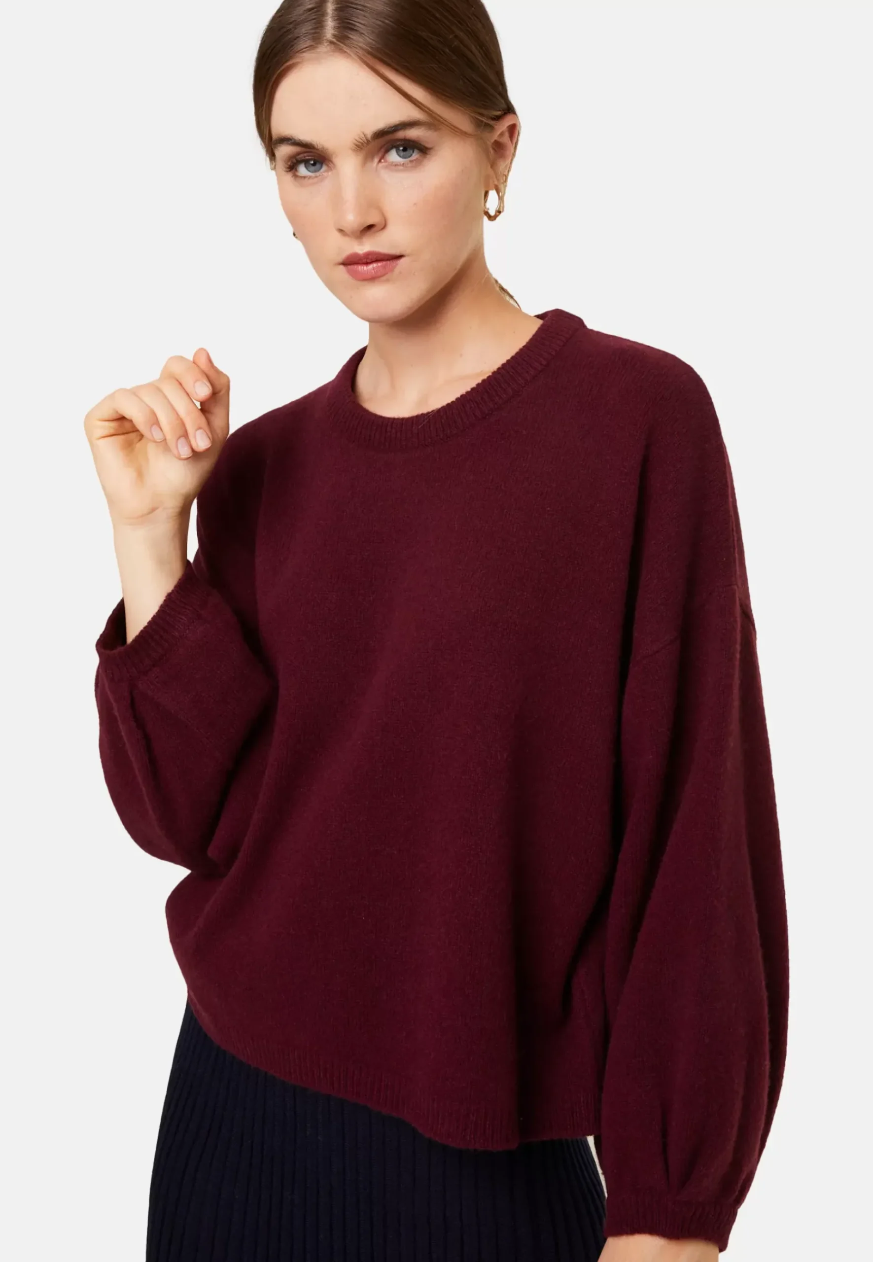 Maison Montagut Pulls>Pull Col Rond Manches Ballon En Cachemire Melange - Lamara