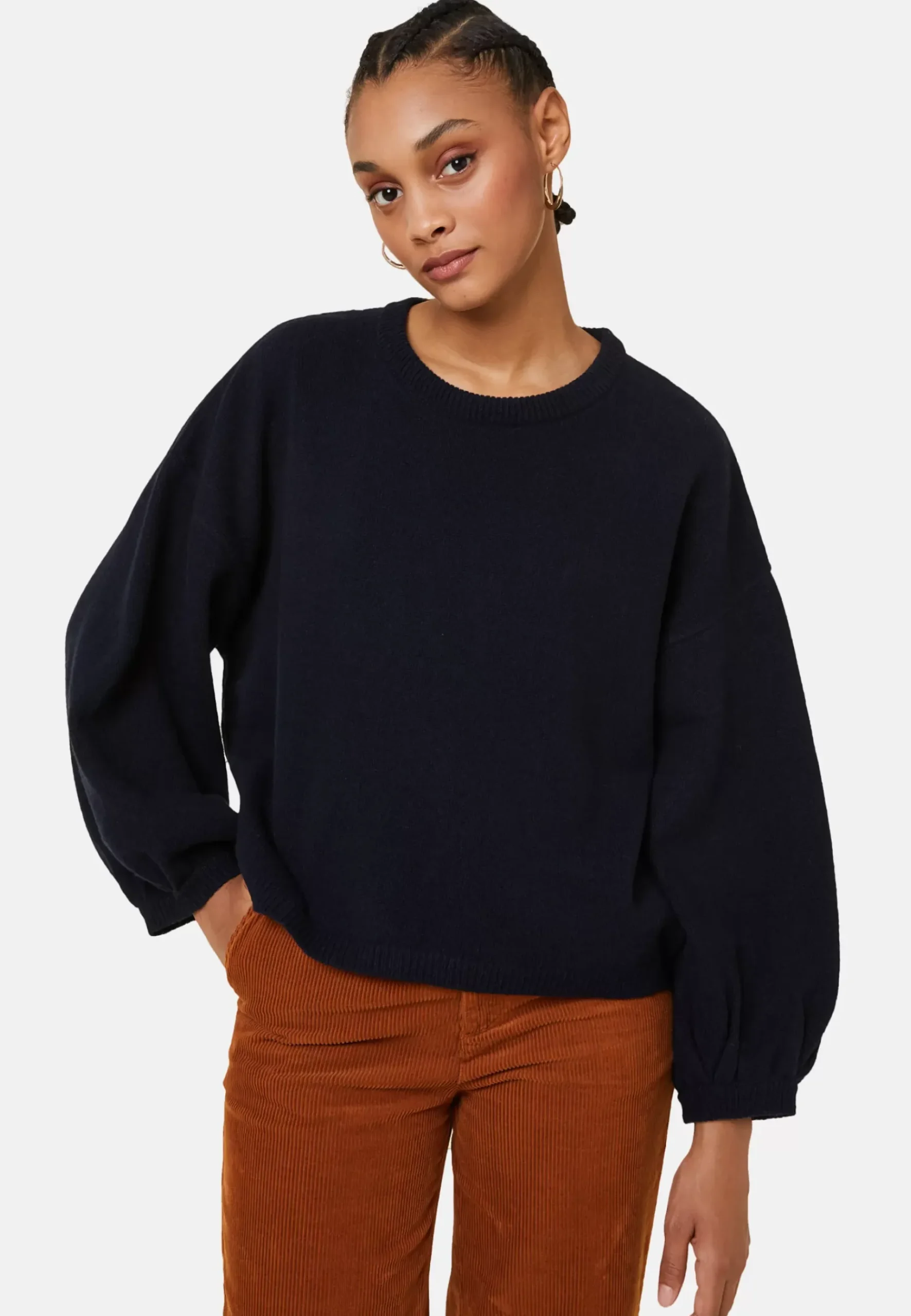 Maison Montagut Pulls>Pull Col Rond Manches Ballon En Cachemire Melange - Lamara