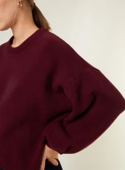 Maison Montagut Pulls>Pull Col Rond Manches Ballon En Cachemire Melange - Lamara