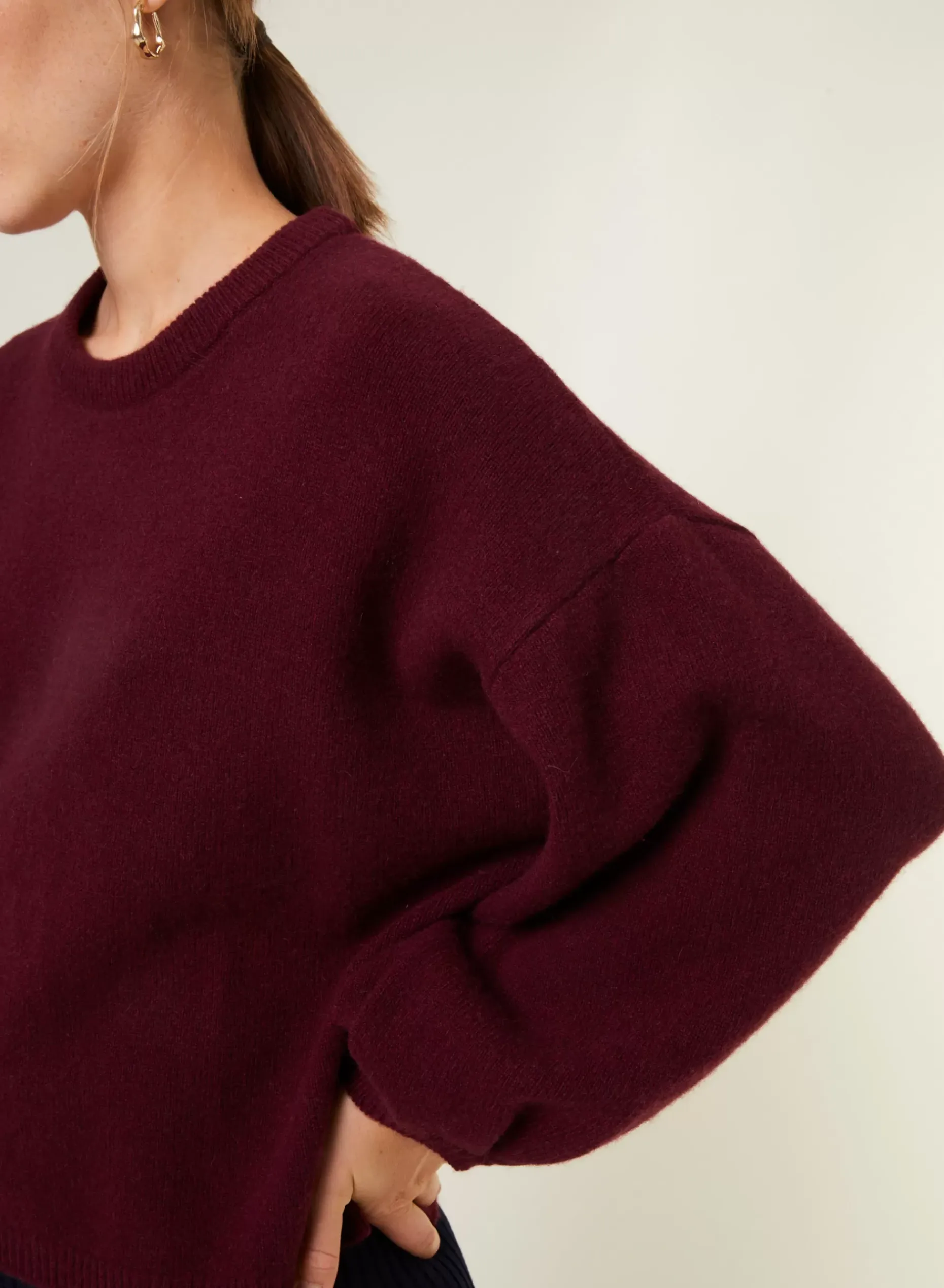 Maison Montagut Pulls>Pull Col Rond Manches Ballon En Cachemire Melange - Lamara