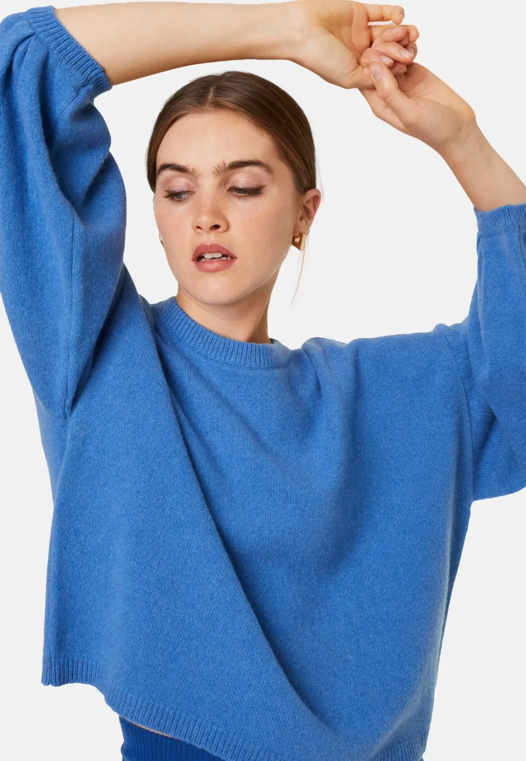 Maison Montagut Pulls>Pull Col Rond Manches Ballon En Cachemire Melange - Lamara