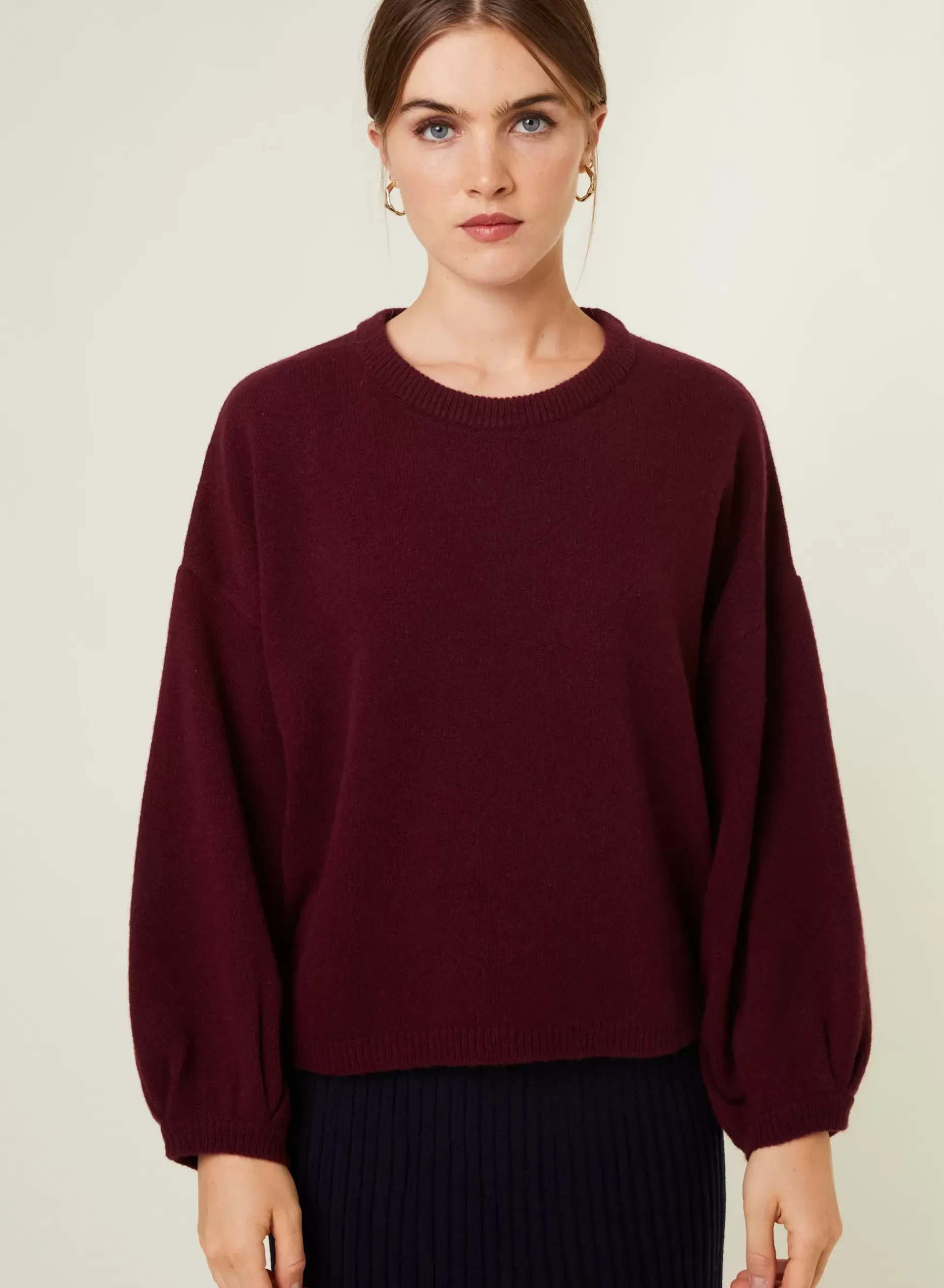 Maison Montagut Pulls>Pull Col Rond Manches Ballon En Cachemire Melange - Lamara