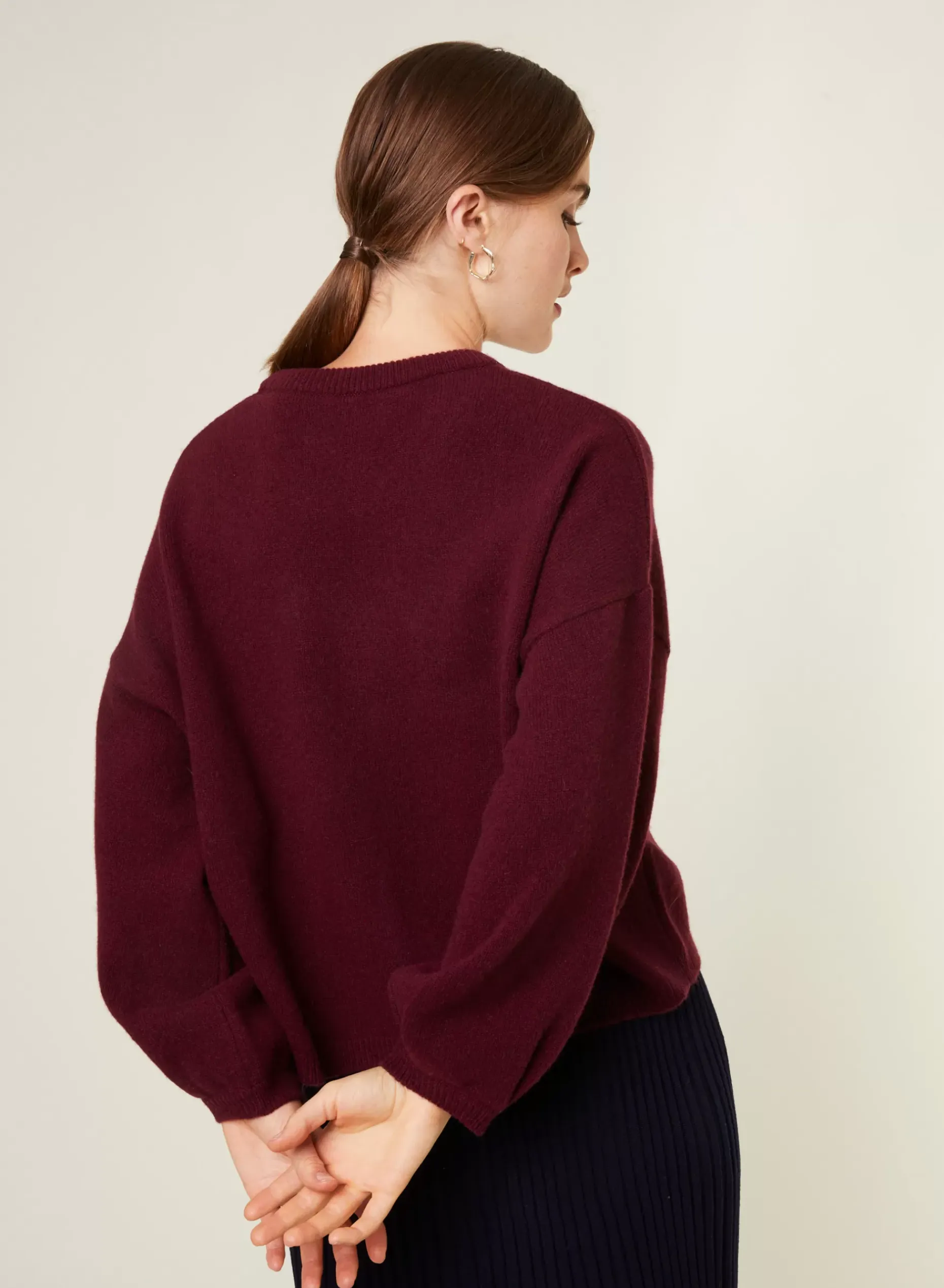 Maison Montagut Pulls>Pull Col Rond Manches Ballon En Cachemire Melange - Lamara