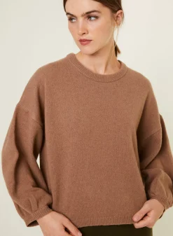 Maison Montagut Pulls>Pull Col Rond Manches Ballon En Cachemire Melange - Lamara