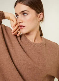 Maison Montagut Pulls>Pull Col Rond Manches Ballon En Cachemire Melange - Lamara