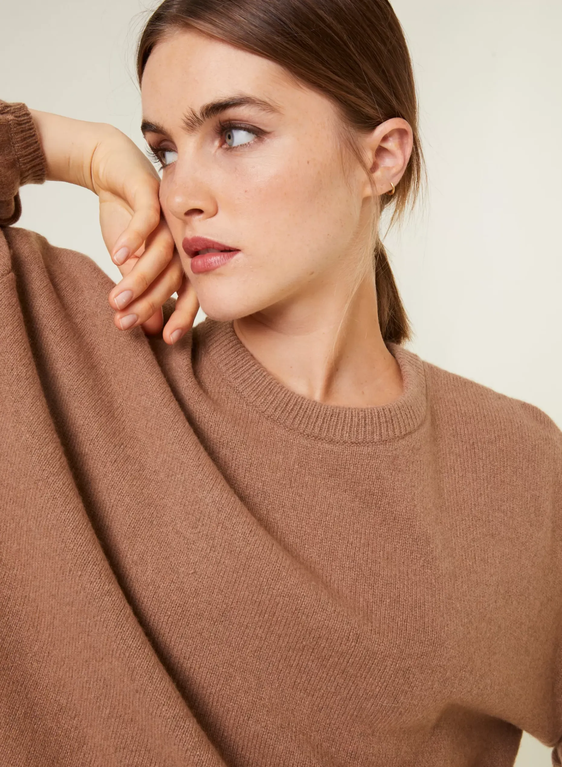 Maison Montagut Pulls>Pull Col Rond Manches Ballon En Cachemire Melange - Lamara