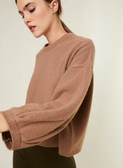 Maison Montagut Pulls>Pull Col Rond Manches Ballon En Cachemire Melange - Lamara