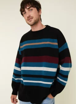 Maison Montagut Pulls>Pull Col Rond Raye En Cachemire Melange - Fael