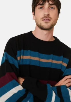 Maison Montagut Pulls>Pull Col Rond Raye En Cachemire Melange - Fael