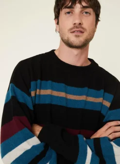 Maison Montagut Pulls>Pull Col Rond Raye En Cachemire Melange - Fael