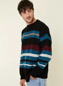 Maison Montagut Pulls>Pull Col Rond Raye En Cachemire Melange - Fael
