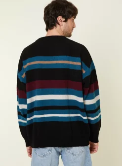Maison Montagut Pulls>Pull Col Rond Raye En Cachemire Melange - Fael