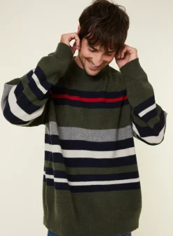 Maison Montagut Pulls>Pull Col Rond Raye En Cachemire Melange - Fael