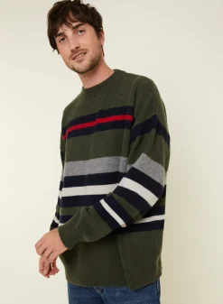 Maison Montagut Pulls>Pull Col Rond Raye En Cachemire Melange - Fael