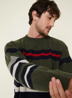 Maison Montagut Pulls>Pull Col Rond Raye En Cachemire Melange - Fael