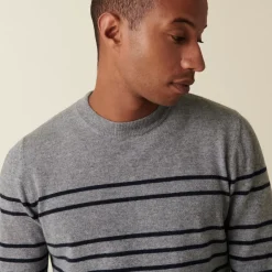 Maison Montagut Pulls>Pull Col Rond Raye En Cachemire - Auguste