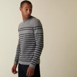 Maison Montagut Pulls>Pull Col Rond Raye En Cachemire - Auguste