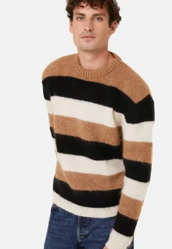 Maison Montagut Pulls>Pull Col Rond Raye Tricolore En Mohair - Fox