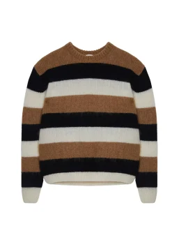 Maison Montagut Pulls>Pull Col Rond Raye Tricolore En Mohair - Fox