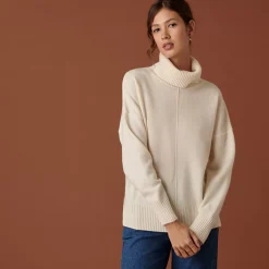 Maison Montagut Pulls>Pull Col Roule A Fentes En Cachemire 4 Fils - Adena