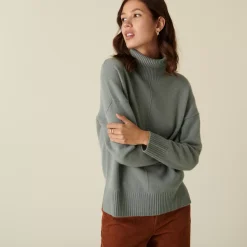 Maison Montagut Pulls>Pull Col Roule A Fentes En Cachemire 4 Fils - Adena