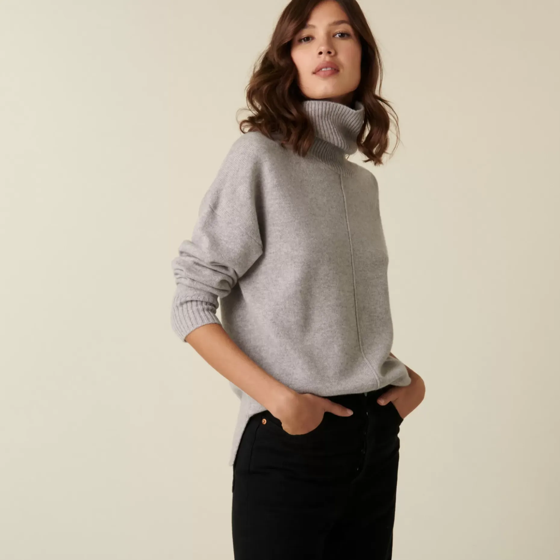 Maison Montagut Pulls>Pull Col Roule A Fentes En Cachemire 4 Fils - Adena