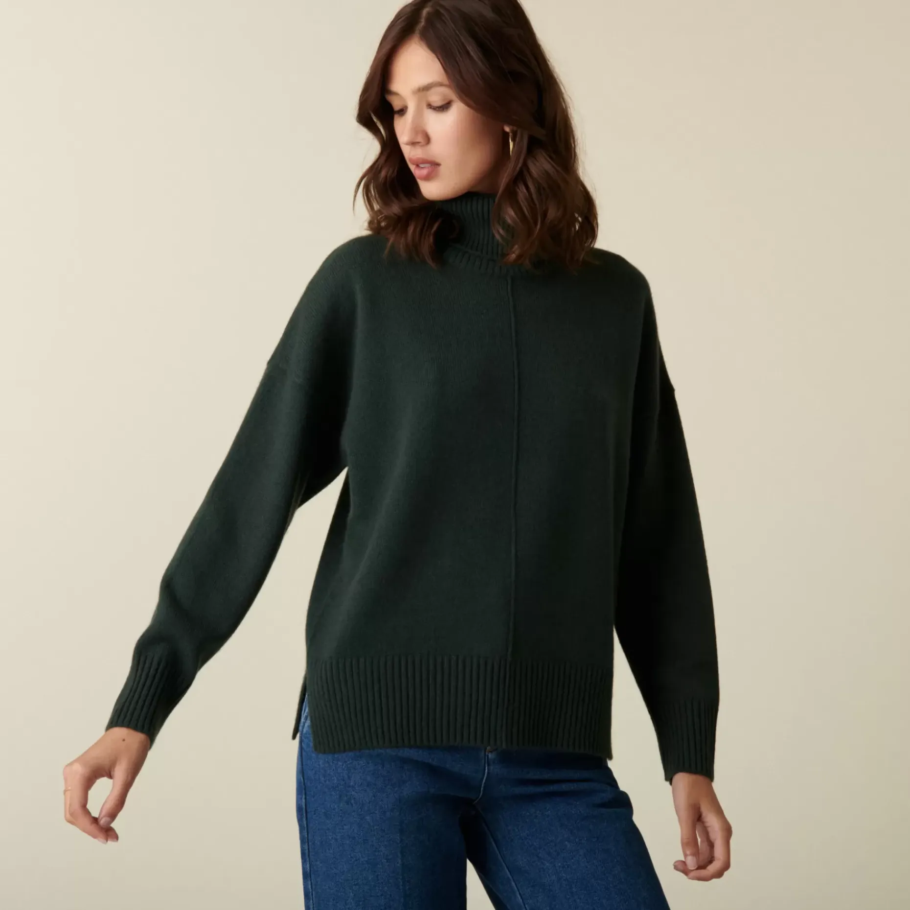 Maison Montagut Pulls>Pull Col Roule A Fentes En Cachemire 4 Fils - Adena