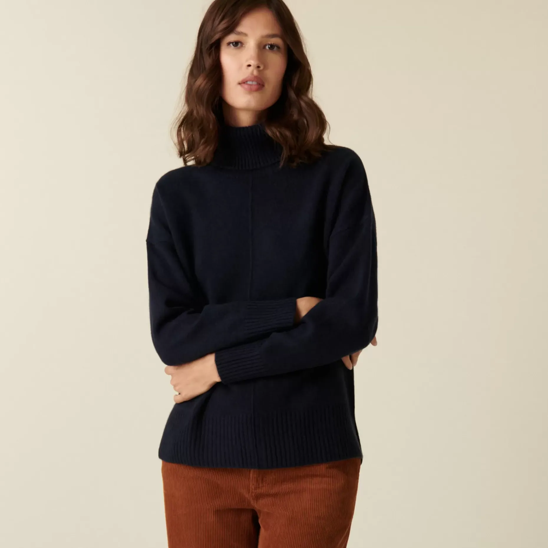 Maison Montagut Pulls>Pull Col Roule A Fentes En Cachemire 4 Fils - Adena
