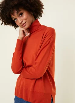 Maison Montagut Pulls>Pull Col Roule A Fentes En Laine Merinos - Amy