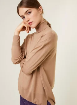 Maison Montagut Pulls>Pull Col Roule A Fentes En Laine Merinos - Amy