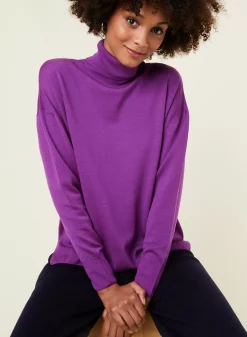 Maison Montagut Pulls>Pull Col Roule A Fentes En Laine Merinos - Amy