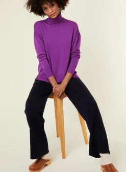 Maison Montagut Pulls>Pull Col Roule A Fentes En Laine Merinos - Amy