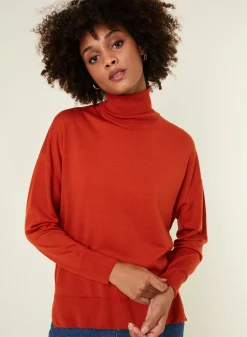 Maison Montagut Pulls>Pull Col Roule A Fentes En Laine Merinos - Amy