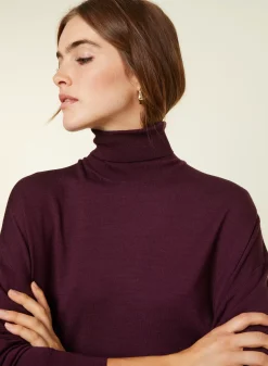 Maison Montagut Pulls>Pull Col Roule A Fentes En Laine Merinos - Amy