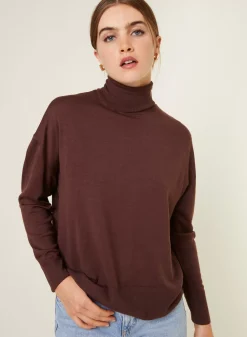 Maison Montagut Pulls>Pull Col Roule A Fentes En Laine Merinos - Amy