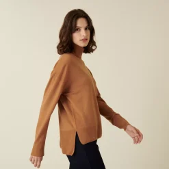 Maison Montagut Pulls>Pull Col Roule A Fentes En Laine Merinos - Amy