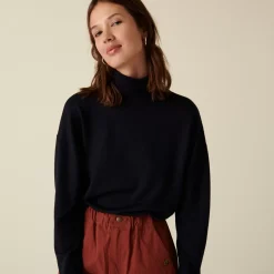 Maison Montagut Pulls>Pull Col Roule A Fentes En Laine Merinos - Amy