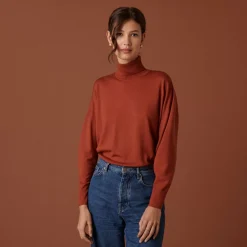 Maison Montagut Pulls>Pull Col Roule A Fentes En Laine Merinos - Amy