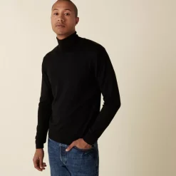 Maison Montagut Pulls>Pull Col Roule Avec Logo En Laine Merinos - Enzo
