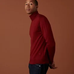 Maison Montagut Pulls>Pull Col Roule Avec Logo En Laine Merinos - Enzo