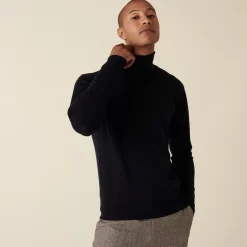 Maison Montagut Pulls>Pull Col Roule Avec Logo En Laine Merinos - Enzo