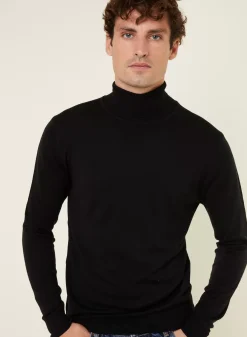 Maison Montagut Pulls>Pull Col Roule Avec Logo En Laine Merinos - Enzo