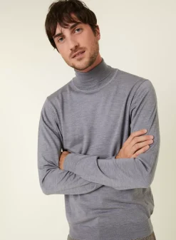Maison Montagut Pulls>Pull Col Roule Avec Logo En Laine Merinos - Enzo