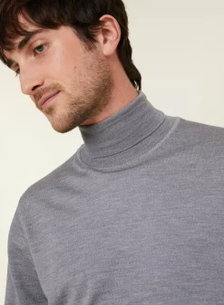 Maison Montagut Pulls>Pull Col Roule Avec Logo En Laine Merinos - Enzo