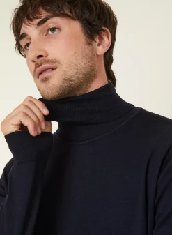 Maison Montagut Pulls>Pull Col Roule Avec Logo En Laine Merinos - Enzo