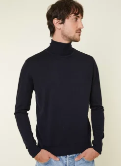 Maison Montagut Pulls>Pull Col Roule Avec Logo En Laine Merinos - Enzo