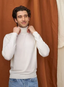 Maison Montagut Pulls>Pull Col Roule Avec Logo En Laine Merinos - Enzo