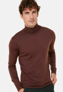 Maison Montagut Pulls>Pull Col Roule Avec Logo En Laine Merinos - Enzo