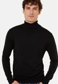 Maison Montagut Pulls>Pull Col Roule Avec Logo En Laine Merinos - Enzo