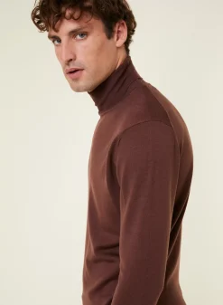 Maison Montagut Pulls>Pull Col Roule Avec Logo En Laine Merinos - Enzo